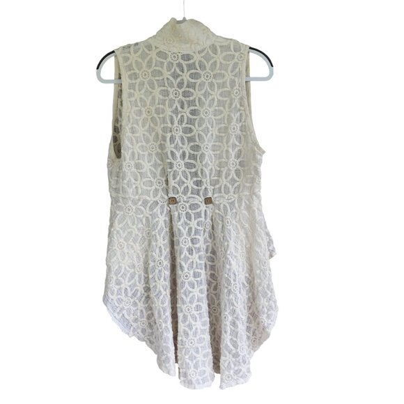 IC by Connie K Open Sleeveless Lace Linen Cardigan Vest Lagenlook Size Large - Picture 2 of 9
